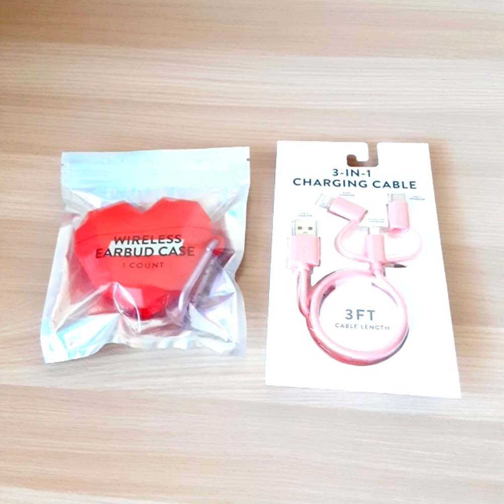 Wireless earbud case and charging cable